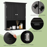 Multi-Purpose Wall Cabinet Storage with 2-Door for Bathroom-Black