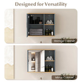 Bathroom Wall Mounted Cabinet with Single Mirror Door and Adjustable Shelf-Gray