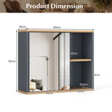 Bathroom Wall Mounted Cabinet with Single Mirror Door and Adjustable Shelf-Gray