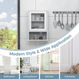 Bathroom Wall Mounted Storage Cupboard with Single Door-White