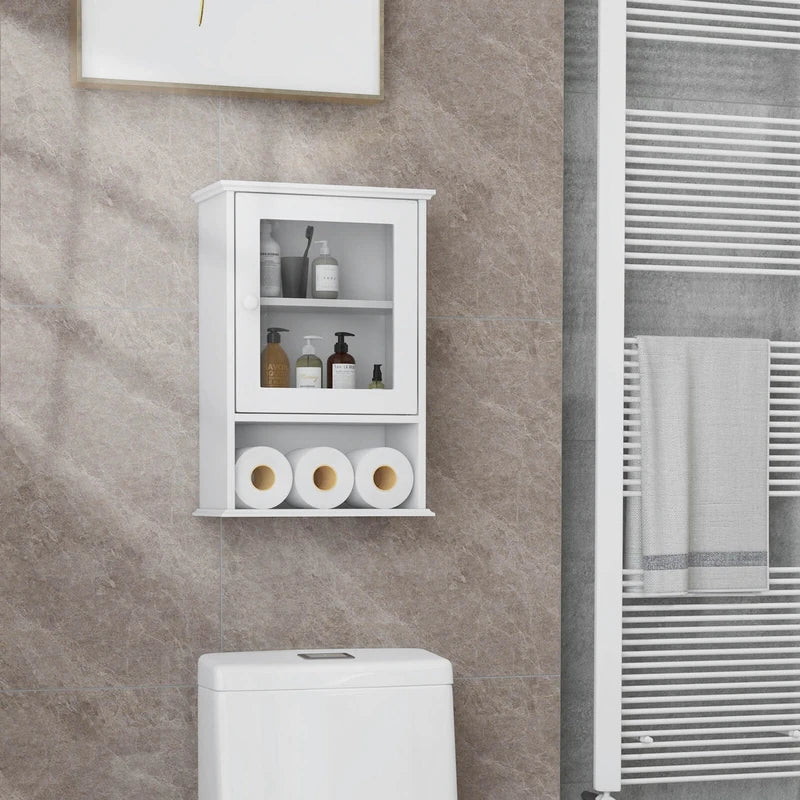 Bathroom Wall Mounted Storage Cupboard with Single Door-White