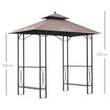 Outsunny 2.5 x 1.5m BBQ Tent Canopy Patio Outdoor Awning Gazebo Party Sun Shelter - Coffee