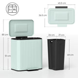 HOMCOM 40L Dual Compartment Rubbish Bin, with Soft-Close Lid - Green
