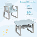 Kids Table and 2 Chairs Set with Storage Shelf-Blue