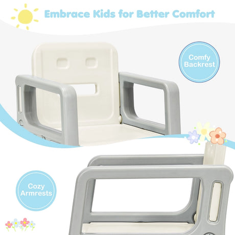 3 Piece Kids Table and 2 Chairs Set with Storage Shelf