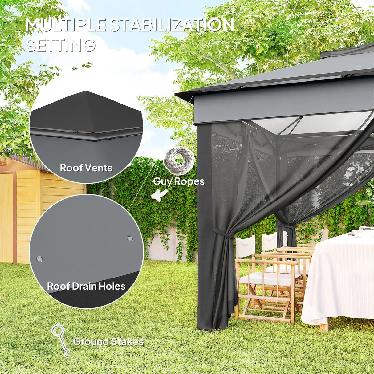 Outsunny 3 x 3(m) Pop Up Gazebo, Height Adjustable Instant Event Shelter with Netting and Carrying Bag, Grey