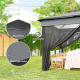 Outsunny 3 x 3(m) Pop Up Gazebo, Height Adjustable Instant Event Shelter with Netting and Carrying Bag, Grey