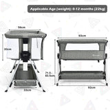 Portable Baby Crib with Adjustable Height and Wheels-Dark Grey