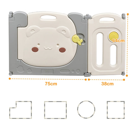 16-Panel Foldable Baby Playpen with Safety Lock and Non-slip Foot Mats