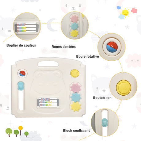 16-Panel Foldable Baby Playpen with Safety Lock and Non-slip Foot Mats
