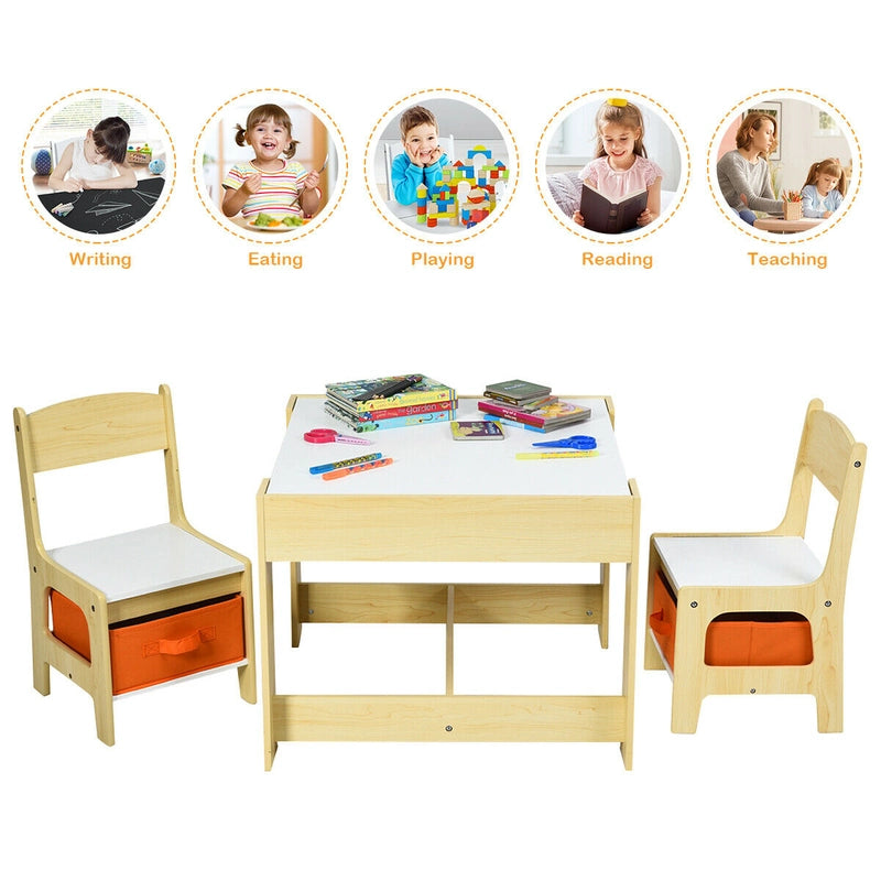 3-In-1 Kids Multi Activity Table & 2 Chairs Set for Toddlers