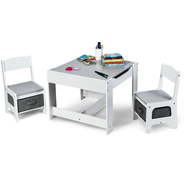 3-In-1 Kids Multi Activity Table & 2 Chairs Set for Toddlers