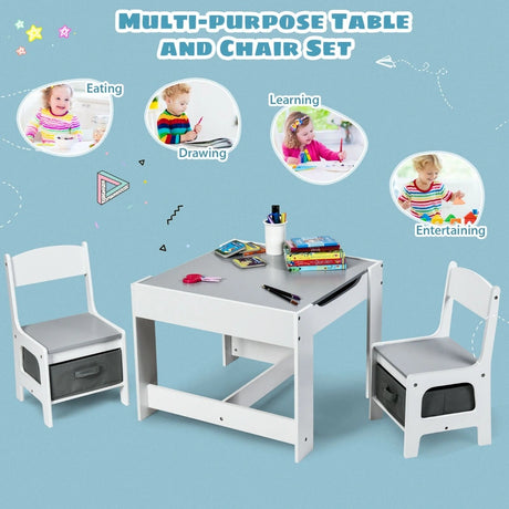 3-In-1 Kids Multi Activity Table & 2 Chairs Set for Toddlers