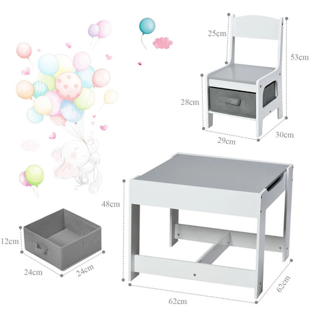 3-In-1 Kids Multi Activity Table & 2 Chairs Set for Toddlers