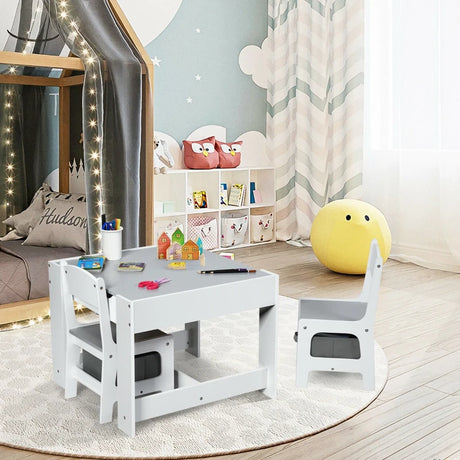 3-In-1 Kids Multi Activity Table & 2 Chairs Set for Toddlers