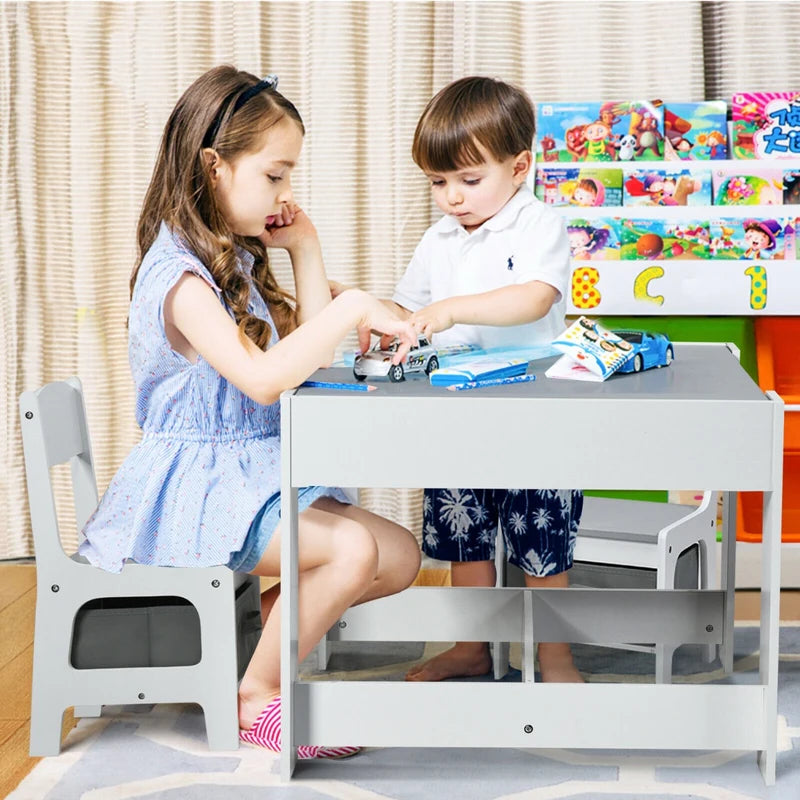 3-In-1 Kids Multi Activity Table & 2 Chairs Set for Toddlers