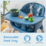 convertible Baby High Chair with 2-Position Removable Tray-Blue