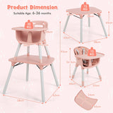 convertible Baby High Chair with 2-Position Removable Tray-Pink