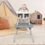 convertible Baby High Chair with 2-Position Removable Tray-Grey