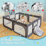 Large Baby Playpen with Mat and Ocean balls-Dark Grey