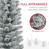 HOMCOM 6ft Artificial Snowy Pencil Christmas Tree - White