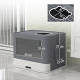 PawHut Enclosed Cat Litter Box with lid, Front Entry, Top Exit, Drawer, Tray, Scoop, Brush, 48.5 x 38 x 36.5cm - Grey