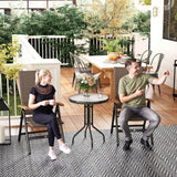 Outsunny 2 Pieces Folding Rattan Garden Dining Chairs with 5-level Reclining High Back, Wood Armrests for Outdoor - Brown