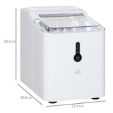 HOMCOM Ice Maker Machine, 1.5L Countertop Ice Cube Maker with Self-Cleaning, 9 Cubes Ready in 8 Mins, 12kg in 24 Hrs, No Plumbing with Basket, White