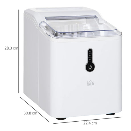 HOMCOM Ice Maker Machine, 1.5L Countertop Ice Cube Maker with Self-Cleaning, 9 Cubes Ready in 8 Mins, 12kg in 24 Hrs, No Plumbing with Basket, White