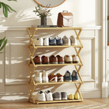 HOMCOM Five-Tier Folding Bamboo Shoe Rack - Natural Finish