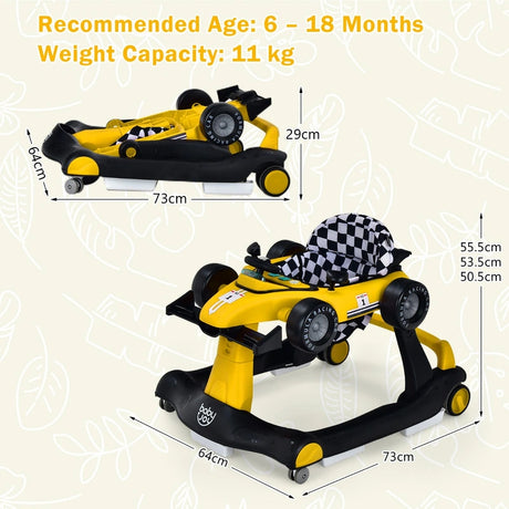 4-in-1 Baby Push Walker with Adjustable Height and Speed-Yellow