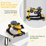 4-in-1 Baby Push Walker with Adjustable Height and Speed-Yellow