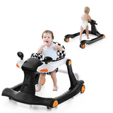 2-in-1 Foldable Activity Push Walker with Adjustable Height-Black