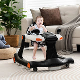 2-in-1 Foldable Activity Push Walker with Adjustable Height-Black