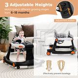 2-in-1 Foldable Activity Push Walker with Adjustable Height-Black