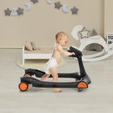2-in-1 Foldable Activity Push Walker with Adjustable Height-Black