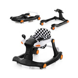 2-in-1 Foldable Activity Push Walker with Adjustable Height-Black