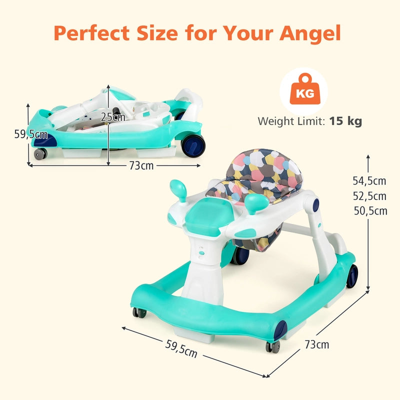 2 in 1 baby walker Foldable baby walker Green