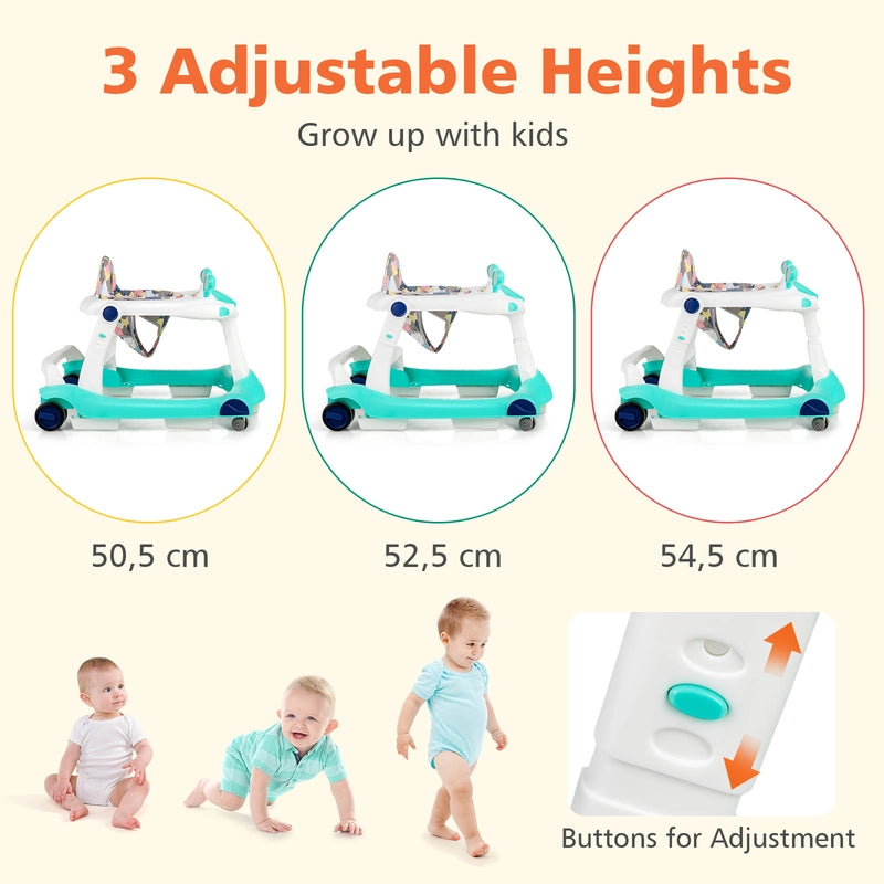2 in 1 baby walker Foldable baby walker Green