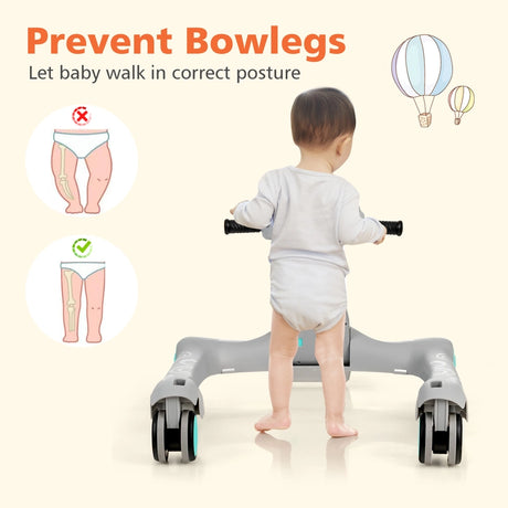 2-in-1 Foldable Baby Walker with Adjustable Height and Speed-Light Grey