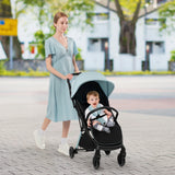 Lightweight Baby Stroller with Aluminum Frame and Detachable Seat Cover-Blue