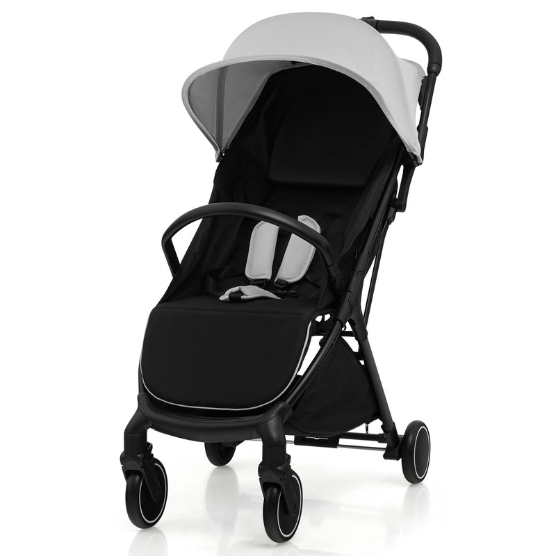 Lightweight Baby Stroller with Aluminum Frame and Detachable Seat Cover-Grey