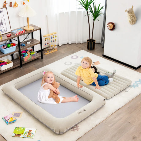 Inflatable Toddler Travel Bed with Electric Pump for Kids Room Bedroom-Grey