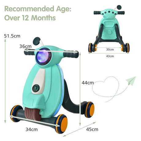 2-in-1 Baby Sit to Stand Learning Walker with Lights and Sounds-Green