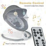 Baby Bouncer with 5 Swing Speeds and Built-in 17 Music for Newborn-Grey