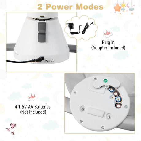 Baby Bouncer with 5 Swing Speeds and Built-in 17 Music for Newborn-Grey