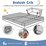 Baby Bassinet with Net with 6 Adjustable Heights-Grey