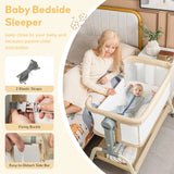 Baby Bassinet with Net with 6 Adjustable Heights-Beige