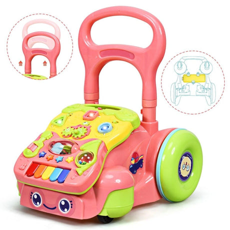 Early Development Toys for Baby Sit-to-Stand Learning Walker-Pink