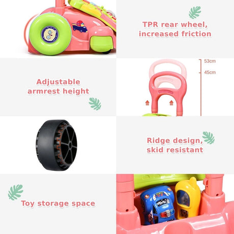 Early Development Toys for Baby Sit-to-Stand Learning Walker-Pink